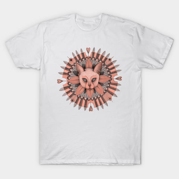 pink cat mandala T-Shirt by KindSpirits